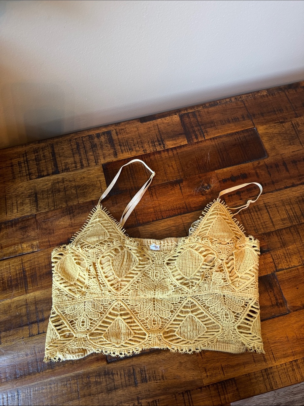 Listicle Mustard Crochet Lace Bralette Tank Top
